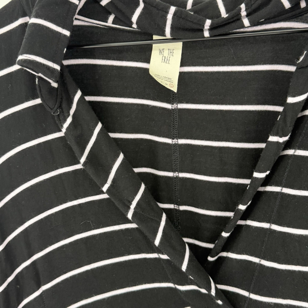 Free People We The Free Womens Cant Fool Me Top Large Black Stripe Oversized - Picture 3 of 5